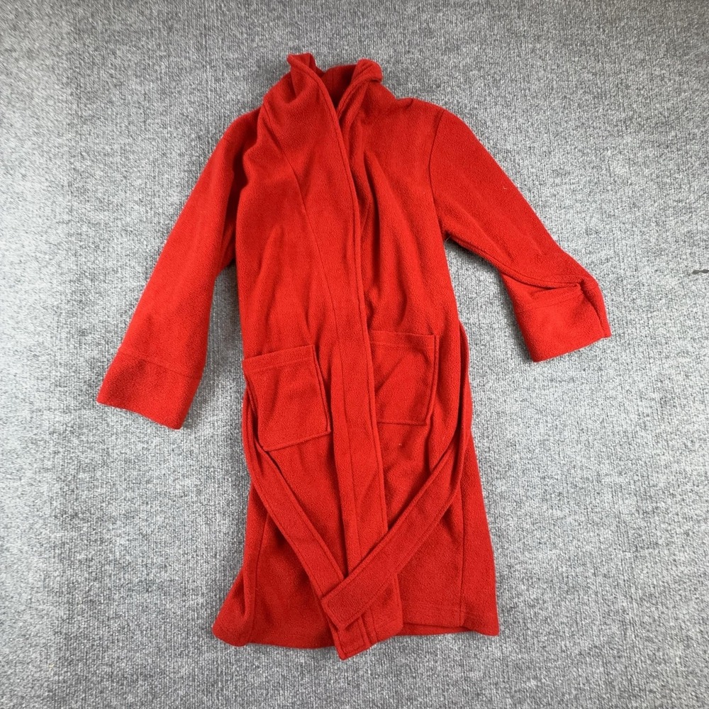 VTG Faded Glory Robe Boys 8-10 Red Fleece Flame Resistant Belted Pockets Winter